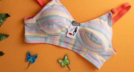 سوتین زنانه نخی ملانژ دو لایه راه راه بسته ۱۲ تایی