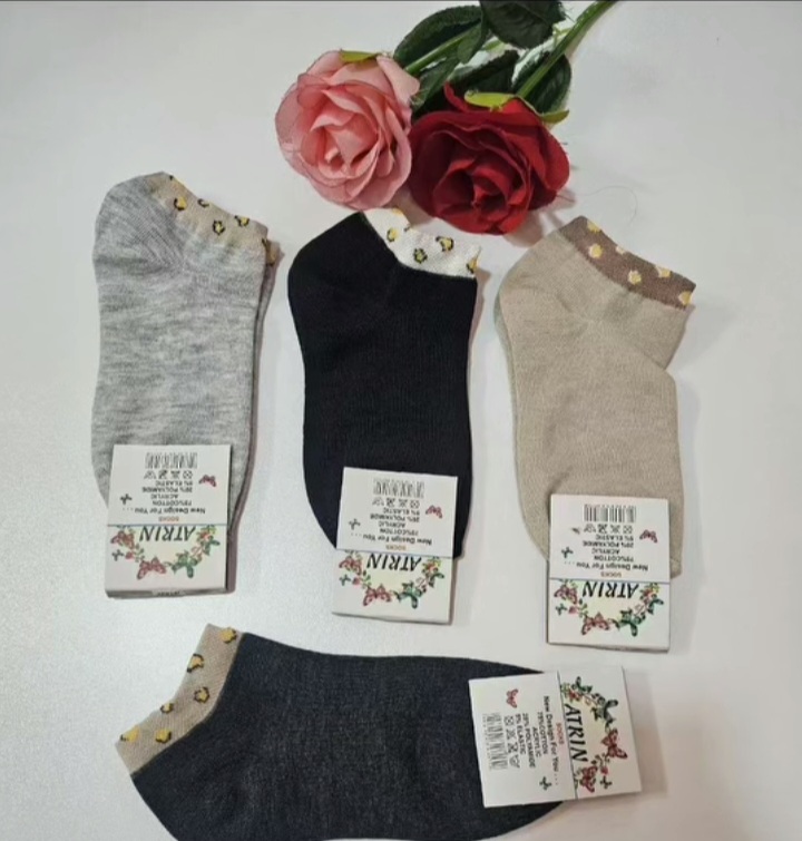 جوراب مچی زنانه ساده نخی بسته ۱۲ عددی