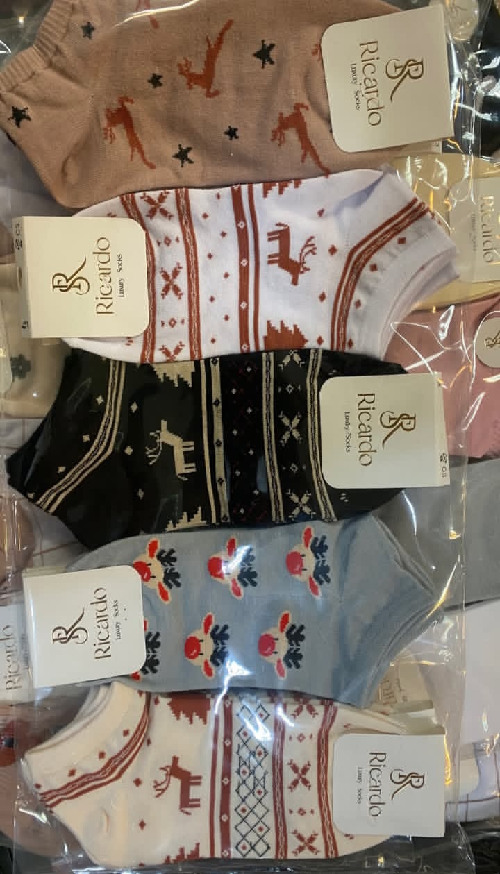 جوراب مچی زنانه نخ پنبه طرحدار برند ریکاردو ترک بسته ۱۰ عددی