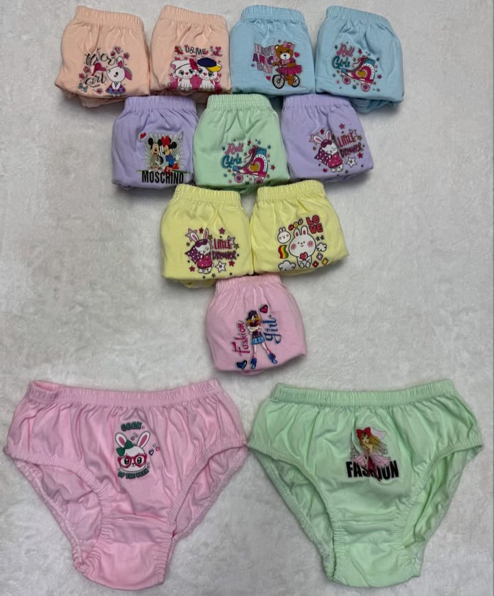 شورت دخترانه نخ پنبه جلو چاپ بسته ۱۲ عددی