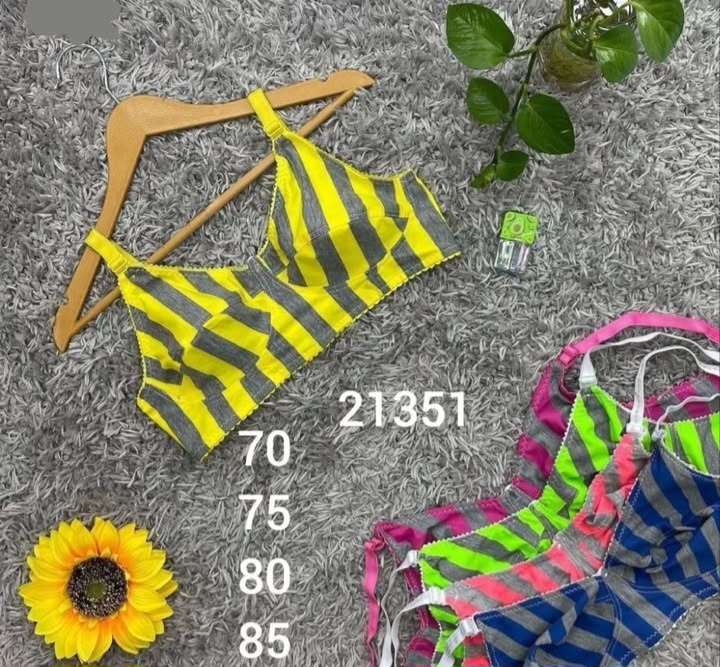 سوتین ملانژ نخی راه راه آبرنگی بسته ۱۲ عددی