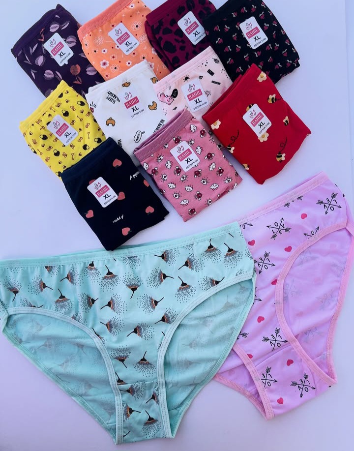 شورت زنانه پنبه سوپر اعلا تمام چاپ برند لعیا بسته ۱۲ عددی