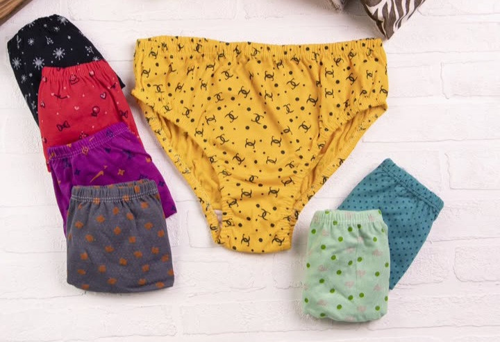 خرید عمده شورت زنانه لیفهای نخ پنبه ضدحساسیت طرحدار بسته ۱۲ تایی با کیفیت اعلا